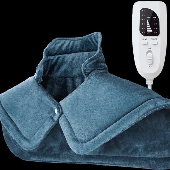 NEW HEATING PAD NECK BACK WEIGHTED BLUE 2 LB ELECTRIC 6 HEAT SETTINGS 4 TIMERS - Picture 1 of 7
